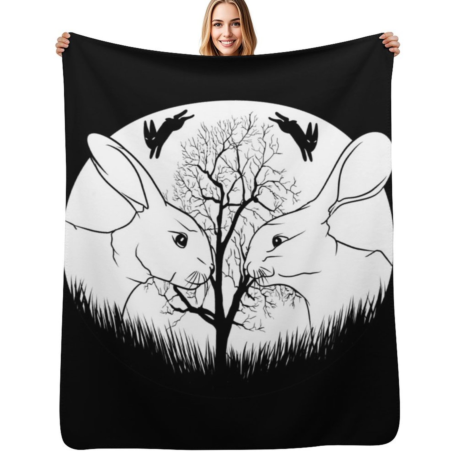 3D Printing Rabbit - Coperta in pile con motivo Watership