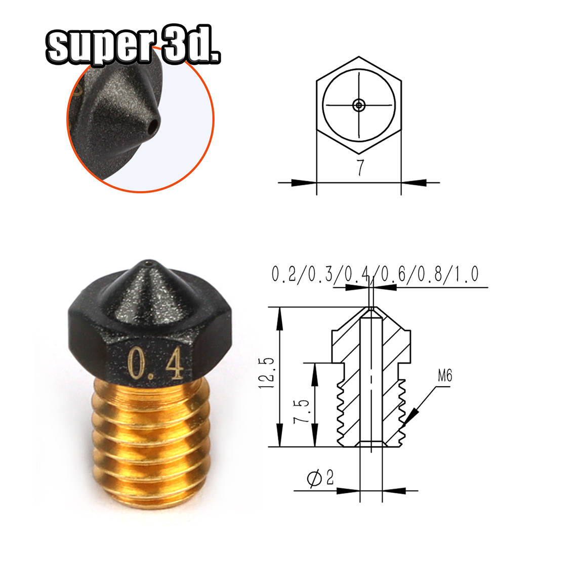 1/2/5 pz V6 ugello in PTFE ott - 3D Printer Nozzle Brass recensione e prezzo