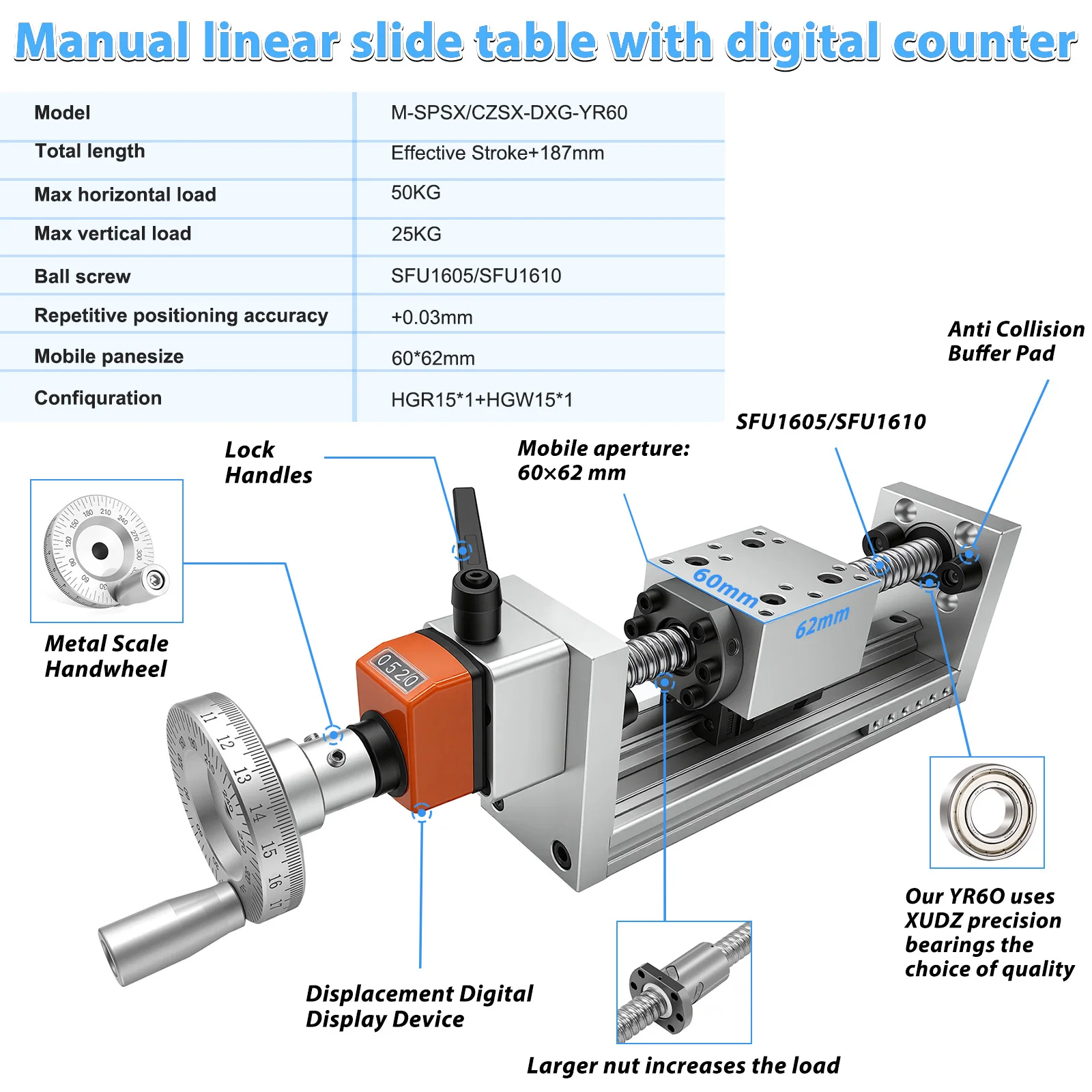 Tavola scorrevole manuale con  - Linear Guide Rail recensione e prezzo